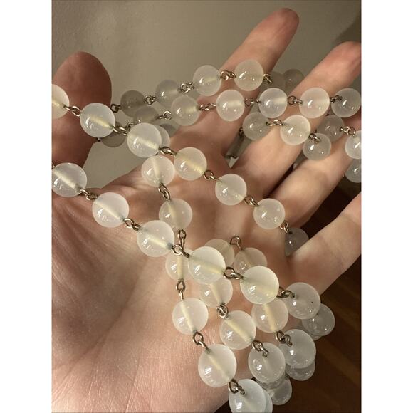 Vintage Midcentury 1950s/60s Eternity Glass Agate Flapper Length Necklace - Picture 1 of 5